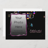 祝!写真カスタムと文字（泡あり） 招待状 (正面/裏面)