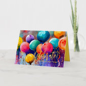 祝!文字カスタム誕生日又は大事な行事 箔グリーティングカード (正面)