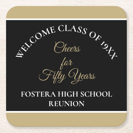 祝!第50期クラス懇親会パーティーコースター スクエアペーパーコースター (正面)