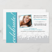 祝!誕生日パーティーの招待（アクア） 招待状 (正面/裏面)