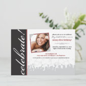 祝!誕生日パーティーの招待(黒) 招待状 (スタンド正面)