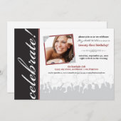 祝!誕生日パーティーの招待(黒) 招待状 (正面/裏面)