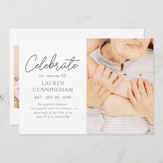 祝Amazing Lifeのシンプル写真モダン 招待状 (正面/裏面)