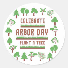 祝Arbor Day Roundステッカー ラウンドシール