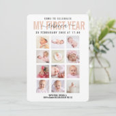 祝Baby Girl First Year 12 Photo Collage 招待状 (スタンド正面)