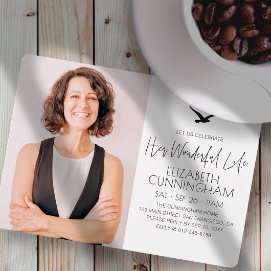 祝Beautiful Lifeモダン Memorial Photo 招待状