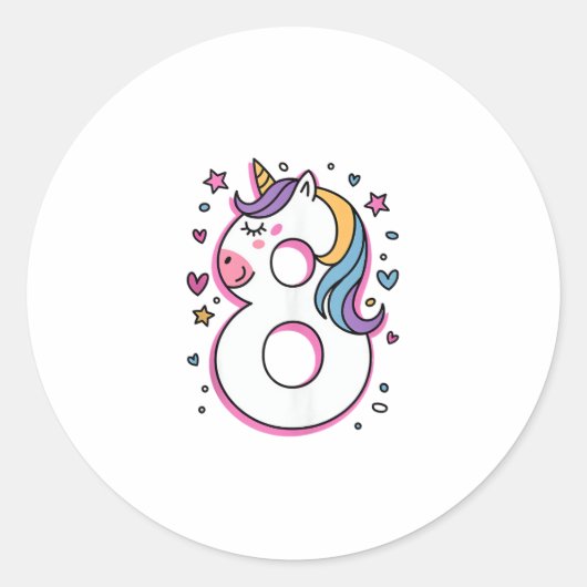 祝Girのハッピー8歳バースデーパーティー ラウンドシール (正面)