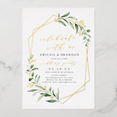 祝Greenery Geometric Wedding Party 箔招待状 (正面)