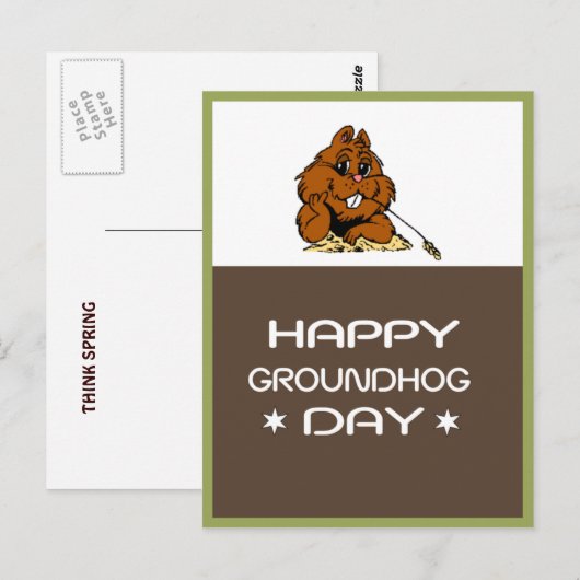 祝Groundhog Dayはがき ポストカード (正面/裏面)