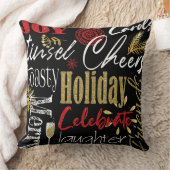 祝Holiday Black/金ゴールド枕 クッション (ブランケット)