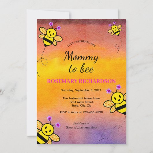 祝Mommy to Bee Baby Shower招待状 招待状 (正面)