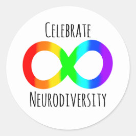 祝Neurodiversity Autism Acceptance Rainbow ラウンドシール