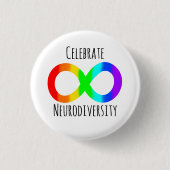 祝Neurodiversity Autism Acceptance Rainbow 缶バッジ (正面)