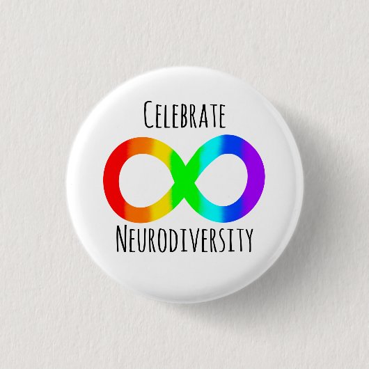 祝Neurodiversity Autism Acceptance Rainbow 缶バッジ (正面)