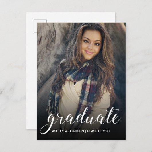 祝Photo Black卒業グラデーションパーティー インビテーションポストカード (正面/裏面)