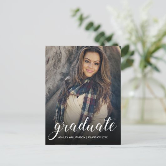 祝Photo Black卒業グラデーションパーティー インビテーションポストカード (スタンド正面)