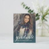 祝Photo Emerald グラデーション Graduation Party インビテーションポストカード (スタンド正面)