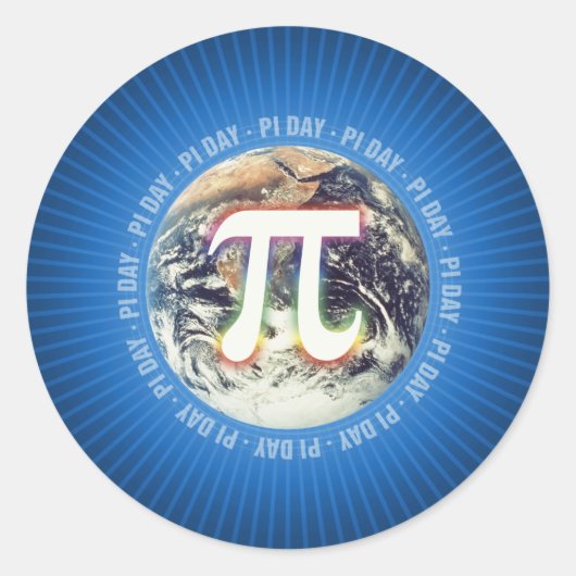 祝Pi Day -数式シール ラウンドシール (正面)