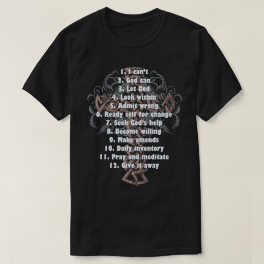 祝Recovery Christian Cross 12ステップガイド Tシャツ (デザイン正面)