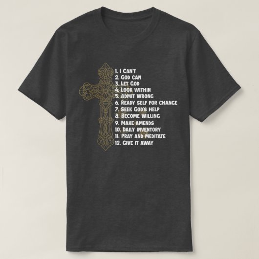 祝Recovery Christian Cross 12ステップガイド Tシャツ (デザイン正面)