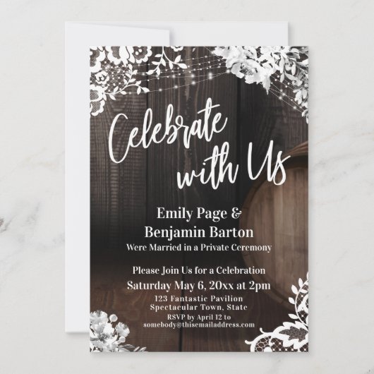 祝U.S. Wood Barrel Lace Lights Flowers 招待状 (正面)