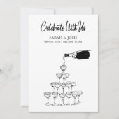 祝UsシンプルBlack & White Champagne 招待状 (正面)