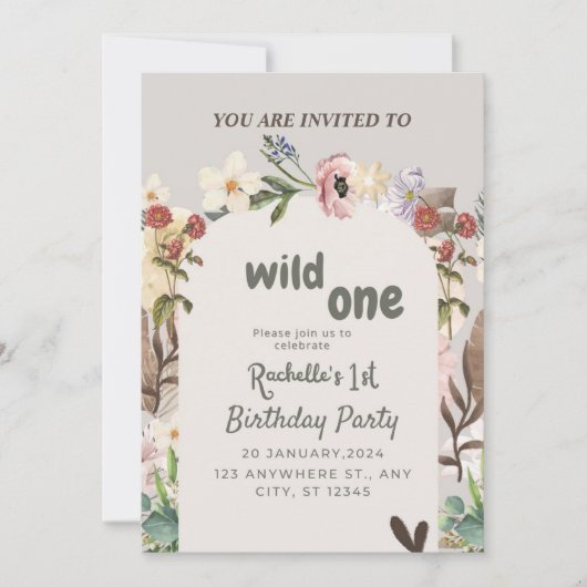 祝With Us 1th birthday Wild flower 招待状 (正面)