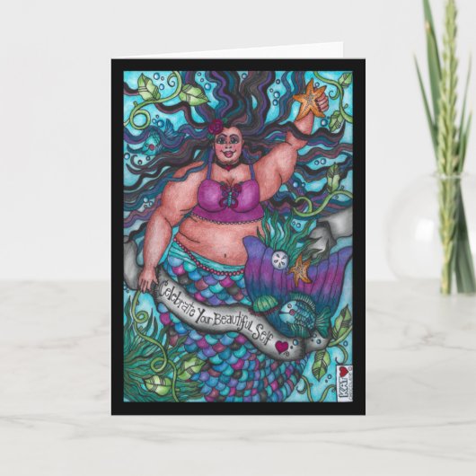祝Your Beautiful Self Fat Mermaid Card カード (正面)