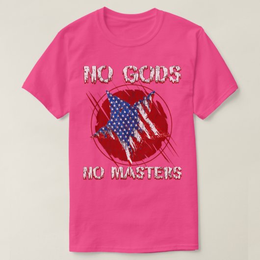 神々なしマスター無政府主義者ボランティア無神論者 Tシャツ (デザイン正面)