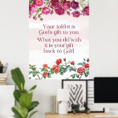 神々のギフトはあなたの才能である赤紫のバラ比3:4 ポスター (ホームオフィス)