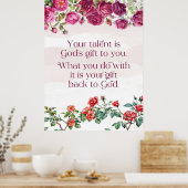 神々のギフトはあなたの才能である赤紫のバラ比3:4 ポスター (キッチン)