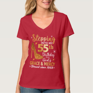 神々の恵みで私の55歳の誕生日に踏み込む Tシャツ