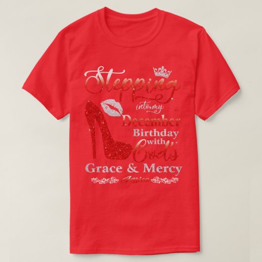 神々の恵みとともに私の12月誕生日に足を踏み入れる Tシャツ (デザイン正面)