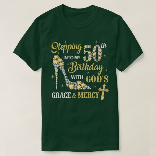 神々の恵みとともに私の50誕生日に踏み込み Tシャツ (デザイン正面)