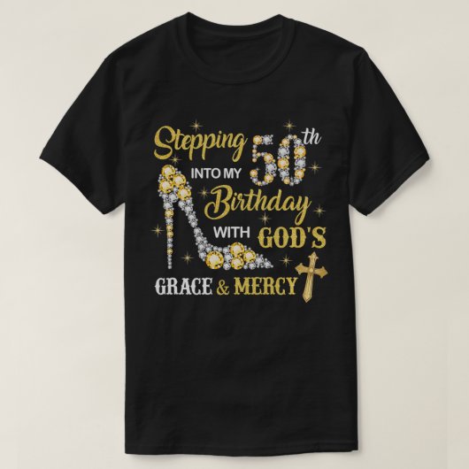 神々の恵みとともに私の50誕生日に踏み込み Tシャツ (デザイン正面)