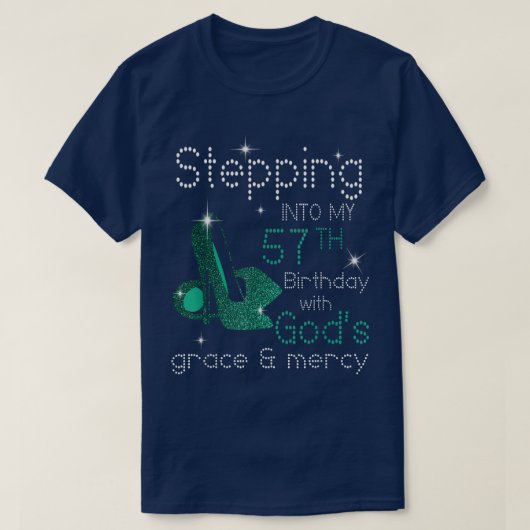 神々の恵みとMで私の57誕生日に踏み込む Tシャツ (デザイン正面)