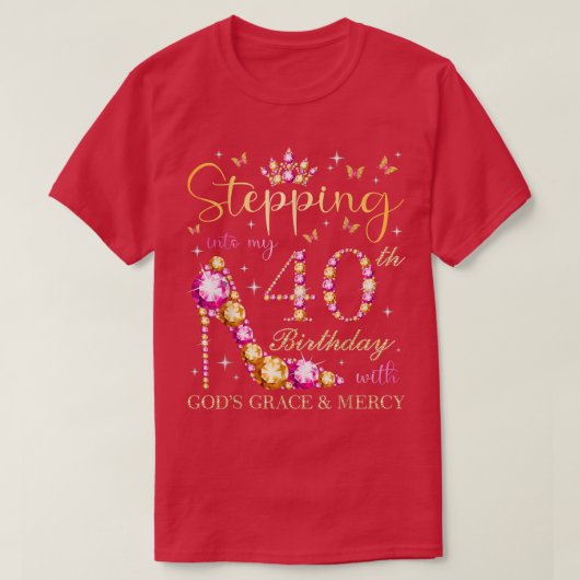 神々の恵みとMで40歳の誕生日を迎え Tシャツ (デザイン正面)