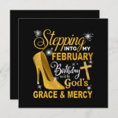 神々の恵みによって2月誕生日に入る 招待状 (正面/裏面)