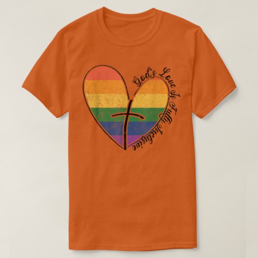 神々の愛は完全に包摂的なLGBTQゲイプライド国旗 Tシャツ (デザイン正面)