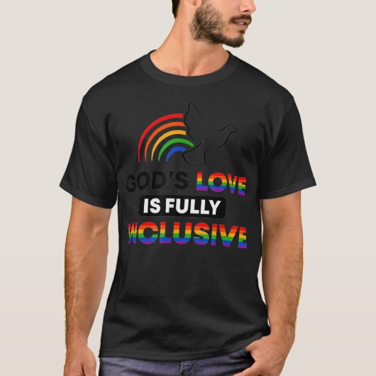 神々の愛は完全に包摂的なLGBTQ Allyゲイプライド Tシャツ (正面)