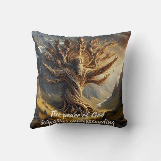 神々の木の平和は全てを上回る クッション (裏面)