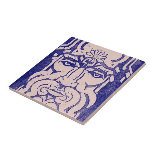 神々の木星ゼウスの王ギリシャ神話ブルー タイル (側面)