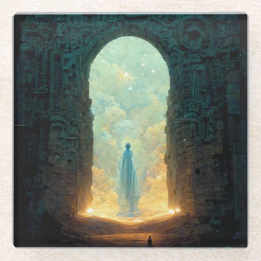 神々の門ファンタジーSFアートガラスコースター ガラスコースター (正面)