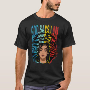 神々は私はメラニンAfro女性の黒い歴史モンと言う Tシャツ