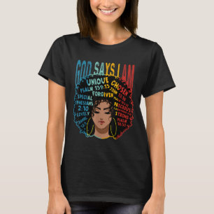 神々は私はメラニンAfro女性の黒い歴史モンと言う Tシャツ