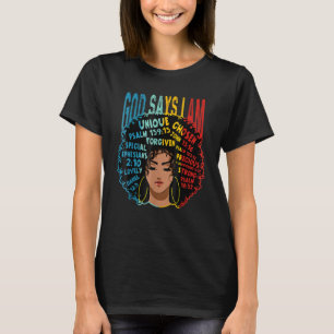 神々は私はメラニンAfro女性の黒い歴史モンと言う Tシャツ