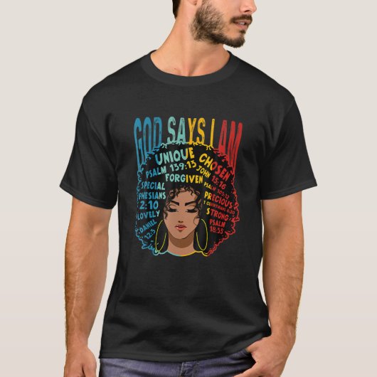 神々は私はメラニンAfro女性の黒い歴史モンと言う Tシャツ (正面)