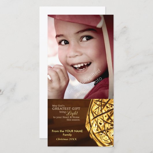 神々光の宗教的クリスチャンのクリスマスフォトカード シーズンカード (正面/裏面)