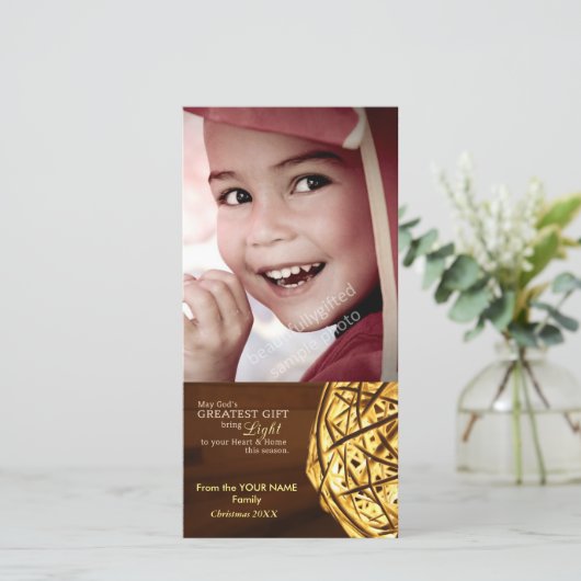 神々光の宗教的クリスチャンのクリスマスフォトカード シーズンカード (スタンド正面)