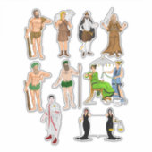 神々女神ファンタジーおとぎ話し人漫画アート シール (正面)